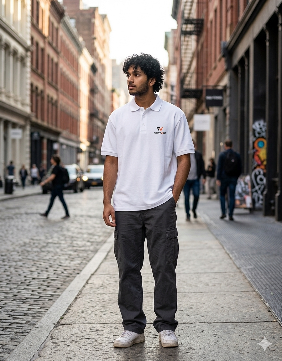 FirstVibe Premium Cotton Polo Tee for men