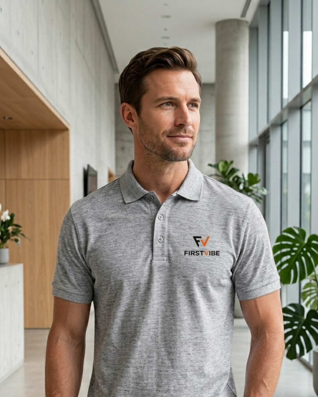 FirstVibe Premium Cotton Polo Tee for men